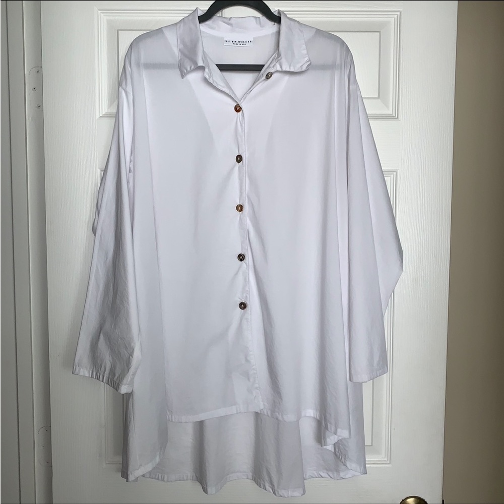 BRYN WALKER Mirren Poplin oversized white long tunic top size large L